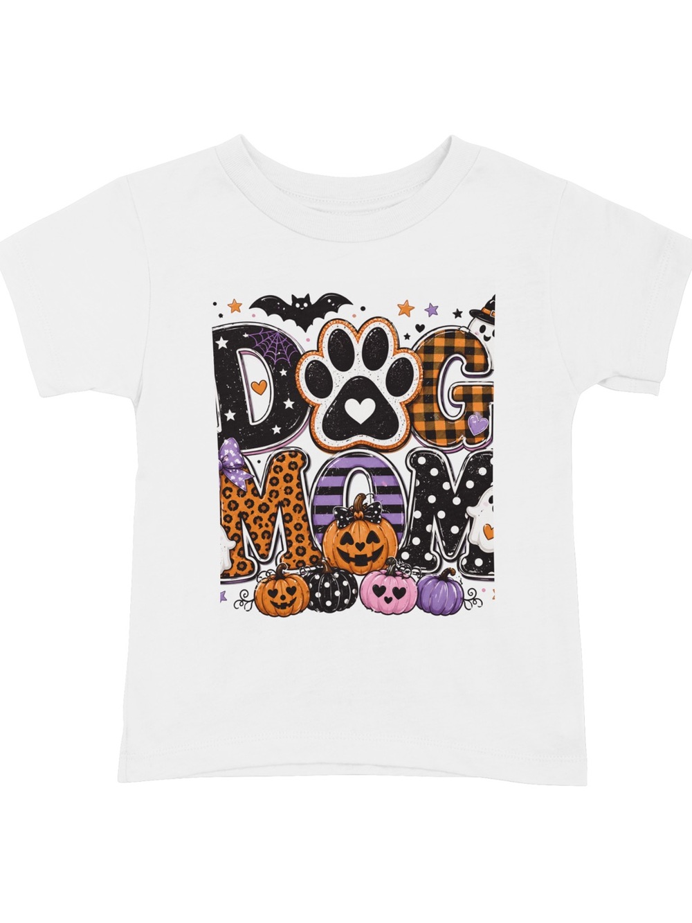 Gildan White 'Dog Mom' Halloween Paw Graphic Tee